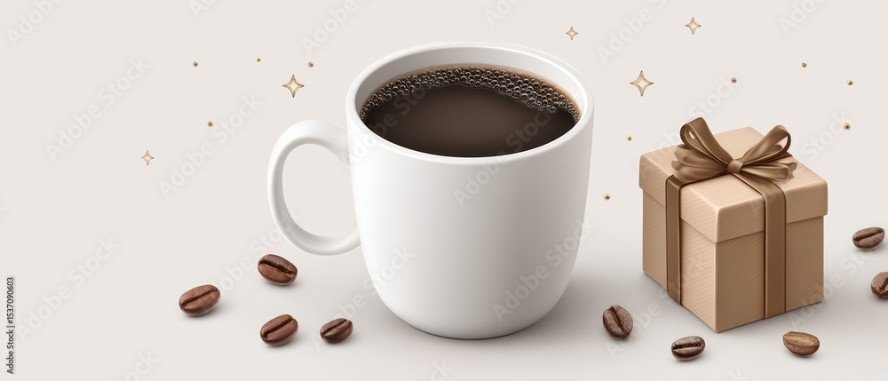 Obraz premium Celebrate your anniversary with a gift box of coffee on a clean white background