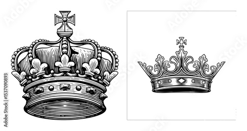 Vector Detailed crowns with cross finial.
