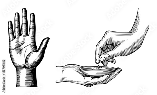 Vector Giving Hands : Offering and Receiving with Open Palms