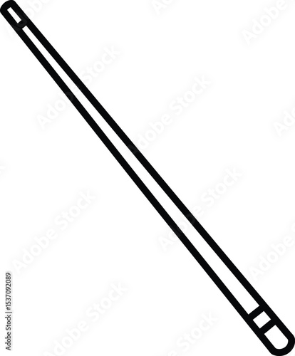 Billiard Cue : A meticulously crafted billiard cue, depicted in a striking black and white outline, poised for a decisive shot, symbolizing precision and strategic gameplay.
