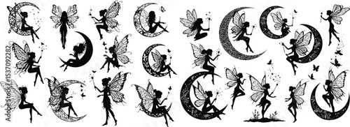 Enchanted Fairy Silhouettes: Magical Designs for Art & Craft