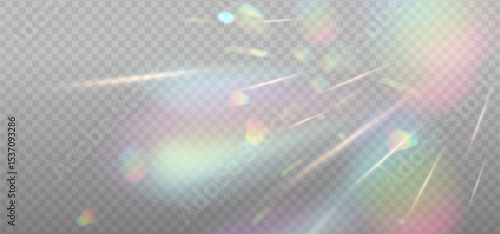 Rainbow green reflection highlights. Glare from water and glass. Glittering particles for social media backgrounds, product presentations, photo shots. Vector eps10