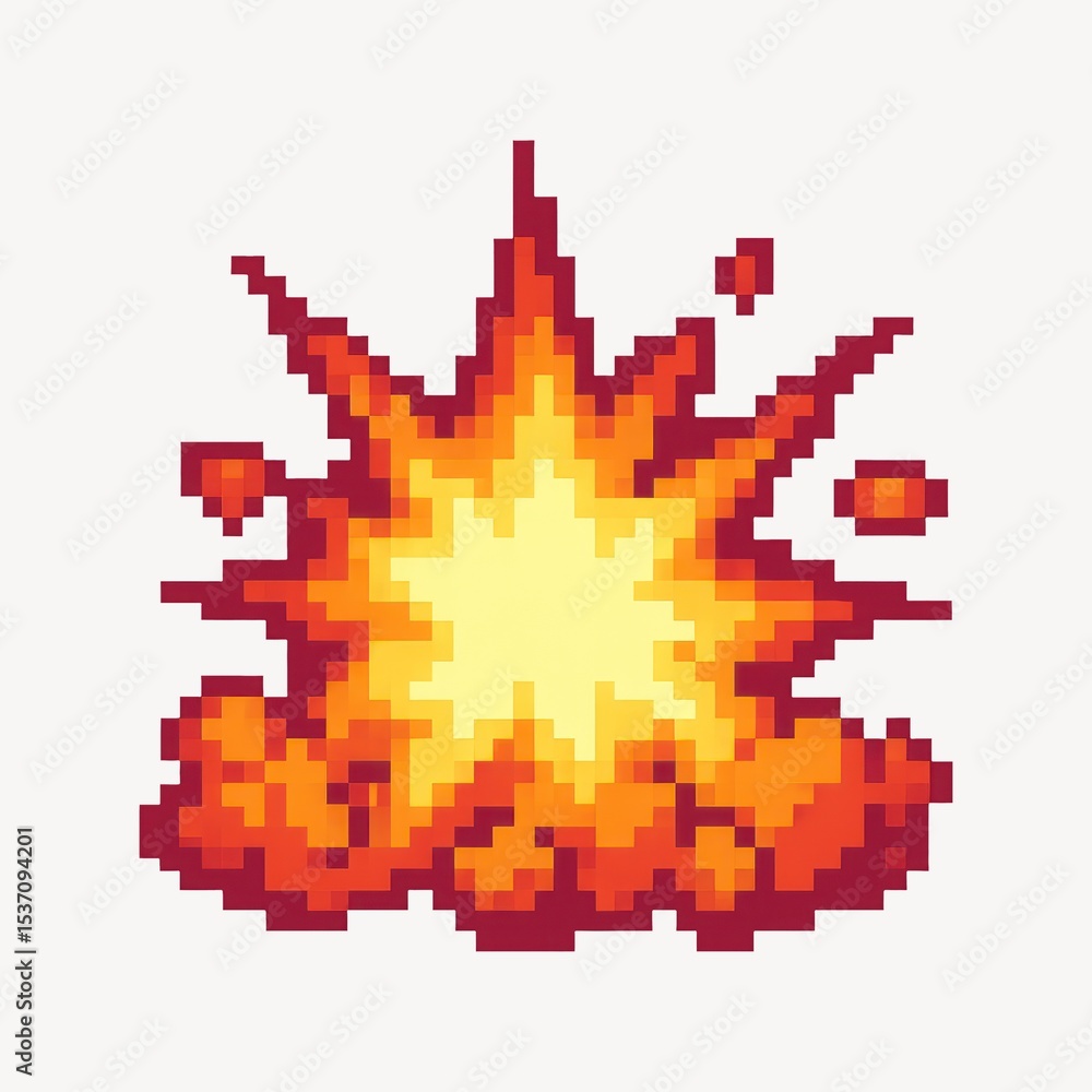 Fototapeta premium Retro pixelated explosion graphic.
