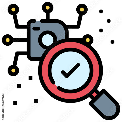 magnifying explanible ai search finding filled outline icon