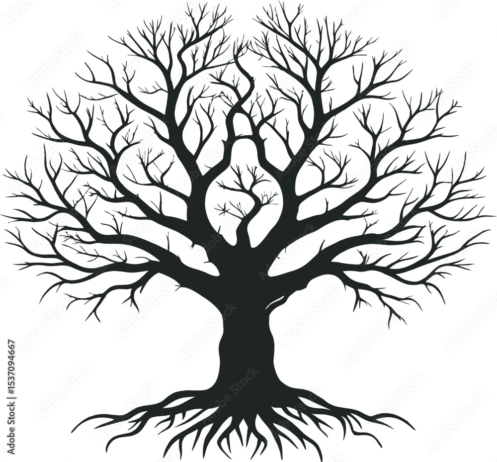 Obraz premium A collection of stylized illustrations depicting various trees, featuring both broadleaf and coniferous types with simple, clean lines