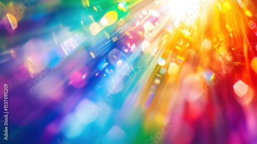Radiant Rainbow Light Streaks and Bokeh
