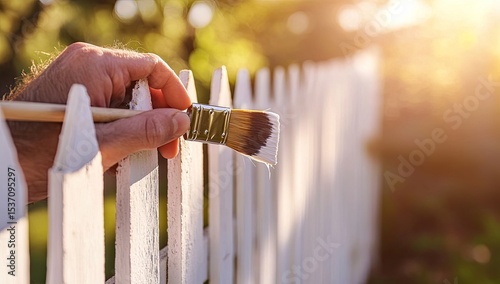 Painting a white picket fence