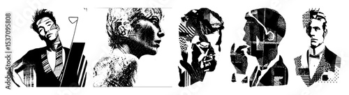 Vector Abstract portraits of diverse individuals rendered in bold vector style.