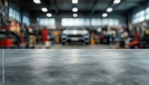 Wallpaper Mural Empty grey countertop in a busy auto repair shop Torontodigital.ca