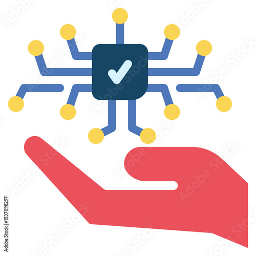 chip processing hand support responsible ai flat style icon