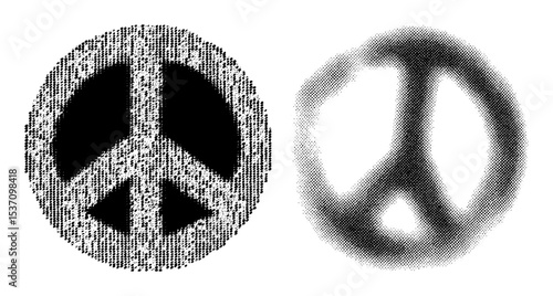 Vector Dot patterned peace symbols showcase unity and harmony.