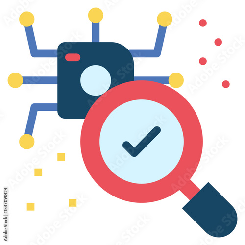 magnifying e planible ai search finding flat style icon