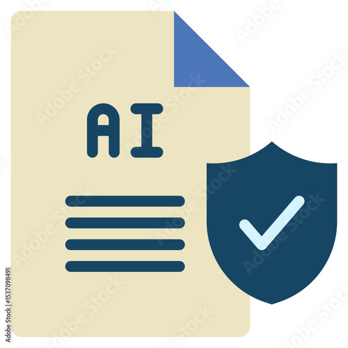shield checklist policy regulation protection security ai flat style icon