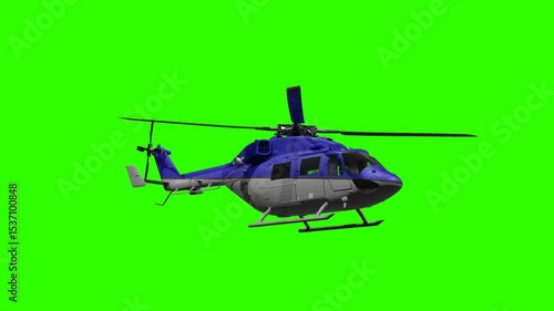 Static Helicopter in 3d on Green Screen.