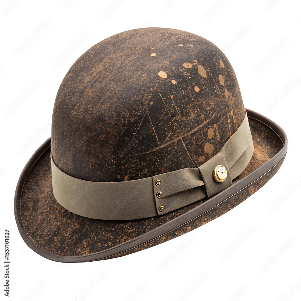 Fototapeta premium Bbrown bowler hat isolated on white or transparent background