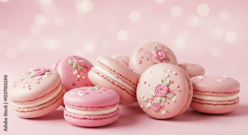 Obraz premium dessert, desserts, afternoon tea, good times, food, delicate, soft, sweet, tea, delicious, pink, cute, food,macaroon