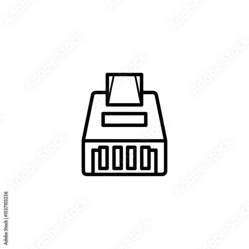 Black outline illustration of an RJ45 connector with a transparent background