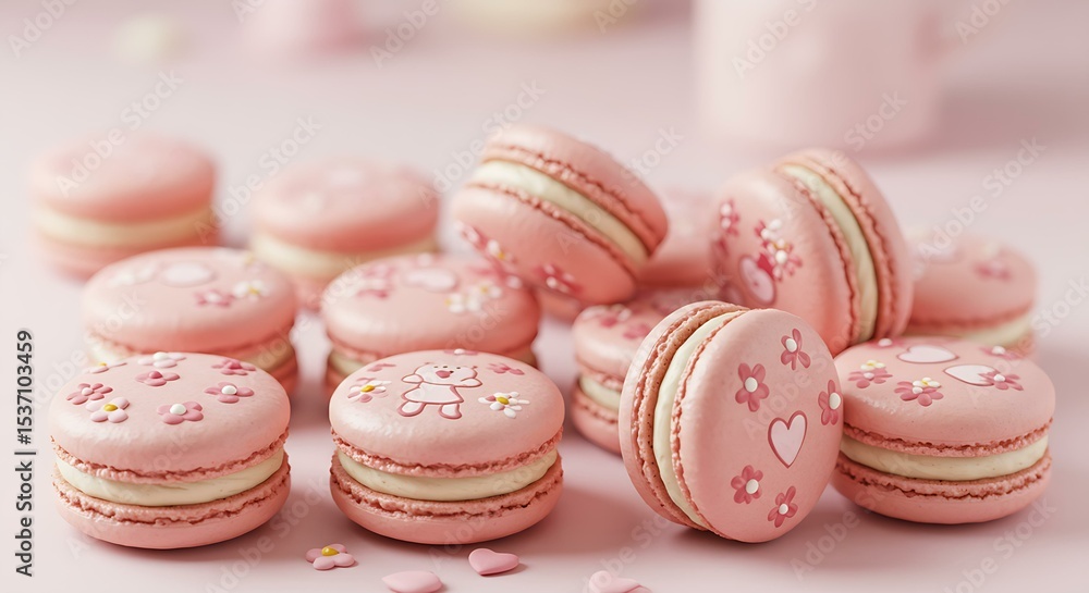 Fototapeta premium dessert, desserts, afternoon tea, good times, food, delicate, soft, sweet, tea, delicious, pink, cute, food,macaroon