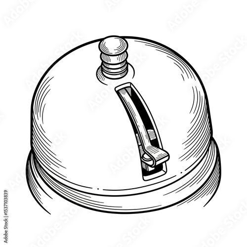 Detailed Vintage Illustration of a Retro Service Bell