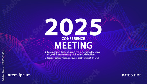 A futuristic banner template for a business conference or meeting. The abstract background with glowing wavy lines is perfect  technology event, a digital summit, or a modern corporate presentation. 