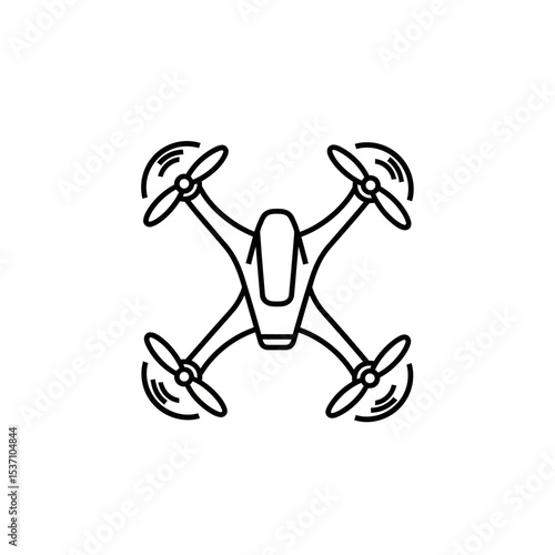 Quadcopter Drone Overhead Line Art Illustration
