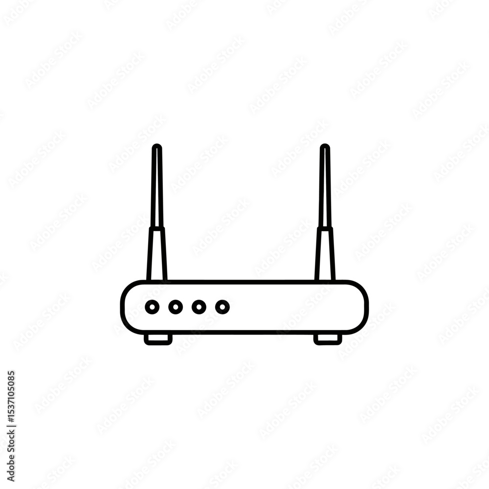 Simple Black Outline of a Wireless Router with Antennas Simple Black Outline of a Wireless Router with Antennas
