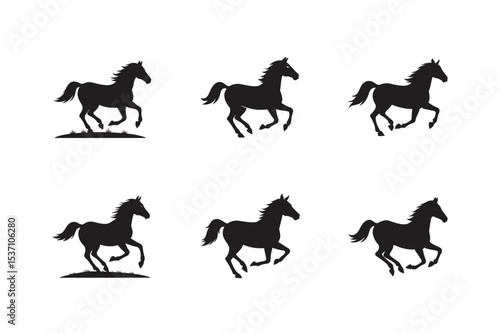 horse galloping through a field vector silhouette