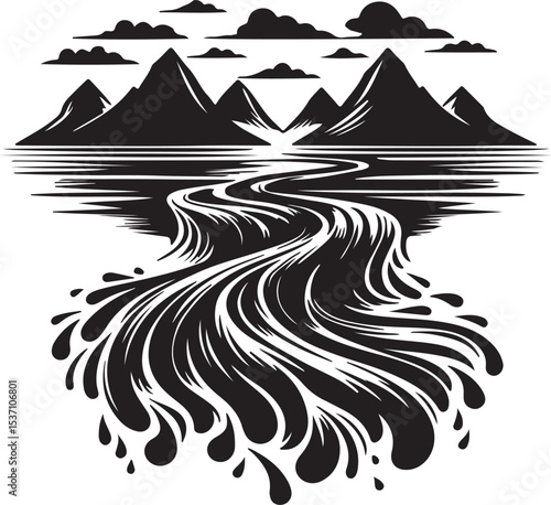 Flow tide with black vector