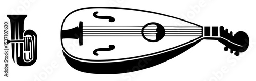 Vector Musical Instruments Featuring a Tuba and Oud