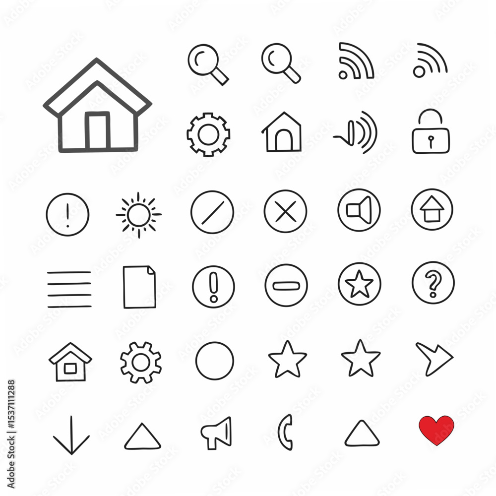 Professional hand drawn ui icons set transparent background Professional hand drawn ui icons set transparent background