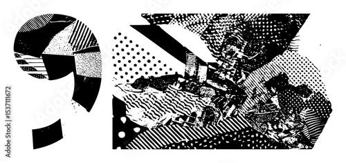 Vector Abstract figures interact within a dynamic geometric composition.