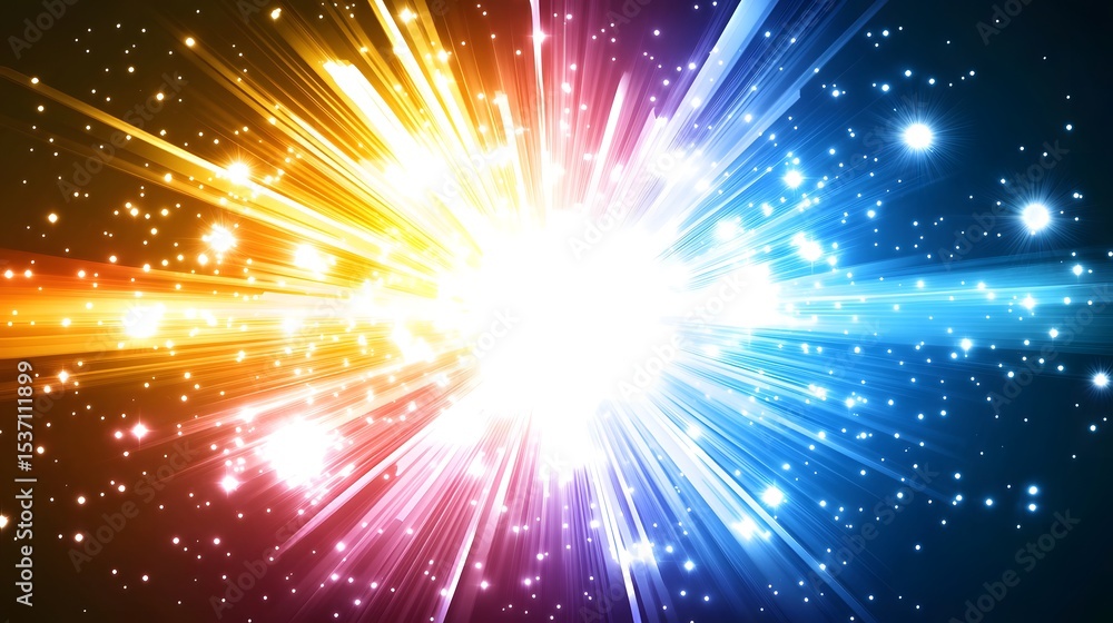 Fototapeta premium Vibrant Rainbow Light Burst Explosion Background