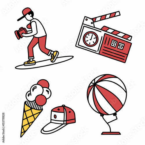 Fun summer icons filmmaking ice cream ball cap