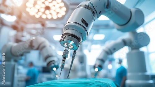 Robotic surgery in progress.  Surgical robots performing precise procedures