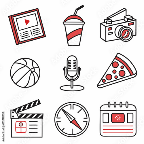 Diverse icons multimedia content creation filmmaking