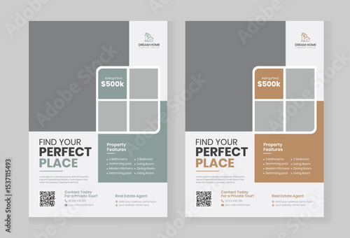 Real Estate Flyer Template for Home Sale Promotion leaflet 