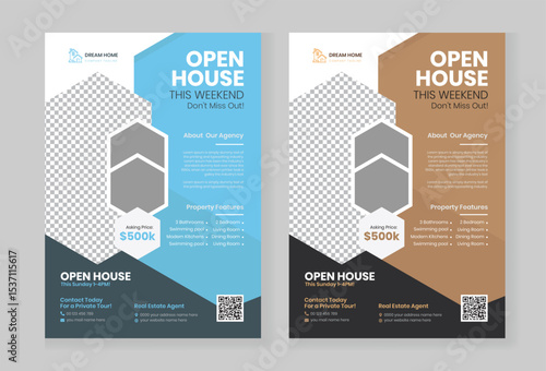 Real Estate Flyer Template for Home Sale Promotion leaflet 