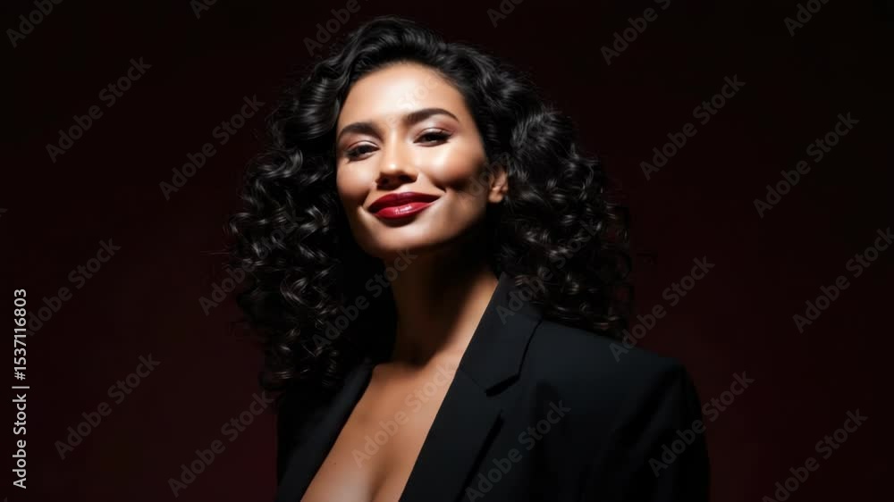 Woman in black blazer portrait studio shot Woman in black blazer portrait studio shot