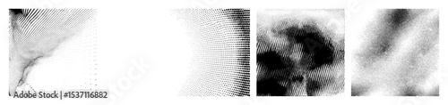 Vector Abstract figures composed of scattered dots create a dynamic visual effect.