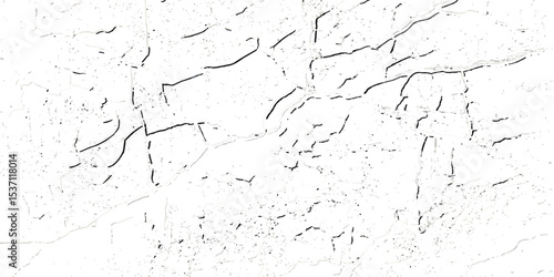 "Grunge black cracks on white distressed surface, perfect for abstract backgrounds, overlays, and creating aged or damaged effects"