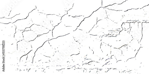 "Grunge black cracks on white distressed surface, perfect for abstract backgrounds, overlays, and creating aged or damaged effects"