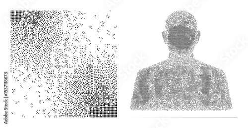 Vector Abstract portrait of a man dissolving into dots