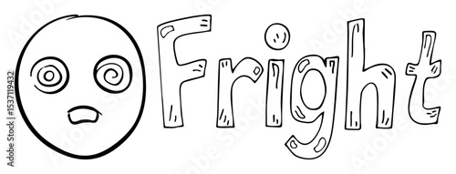 Vector Frightened face with stylized Fright typography.