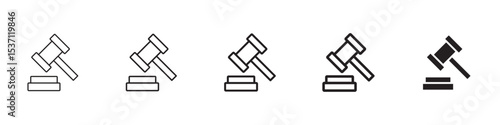 Auction icons in black outline, solid and colored style