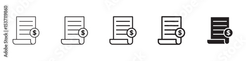Tax icons in black outline, solid and colored style