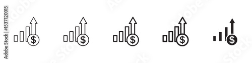 Revenue icons in black outline, solid and colored style