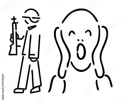 Vector Surprised man reacts to a musician playing a saxophone.