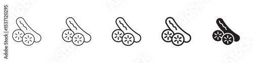 Cucumber icons in black outline, solid and colored style