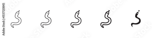 Snake icons in black outline, solid and colored style