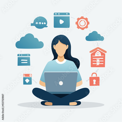 business woman with cloud